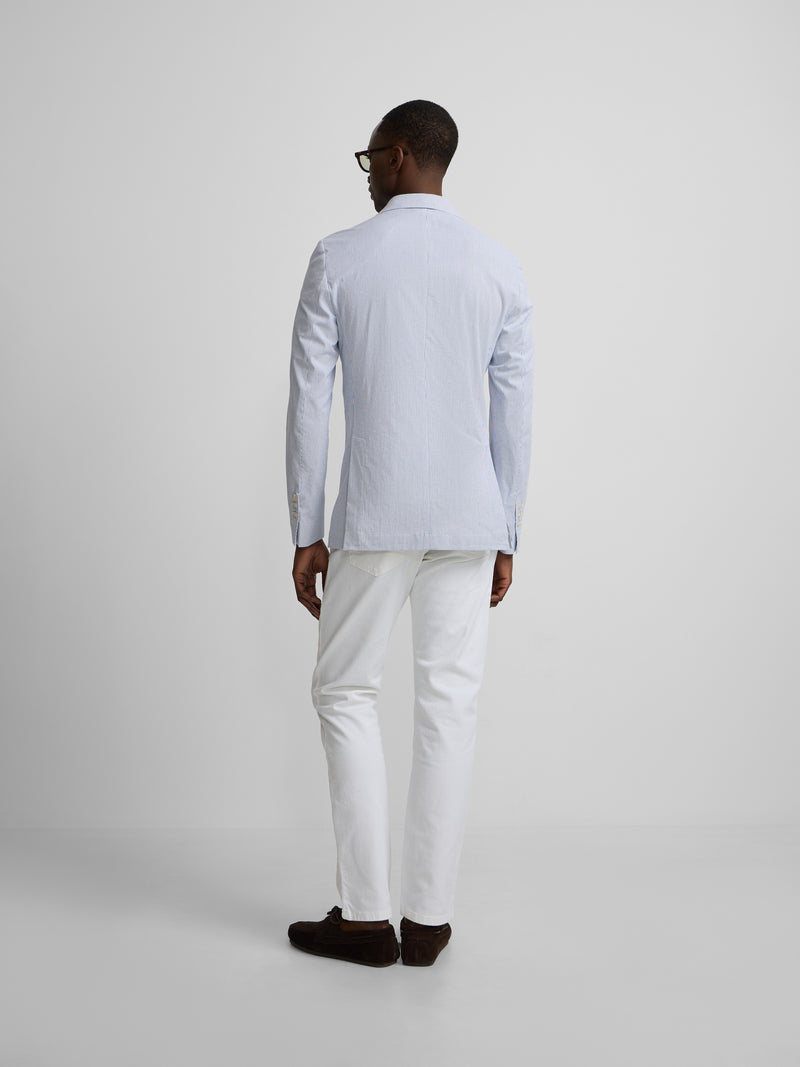 Blazer seersucker riscas azuis