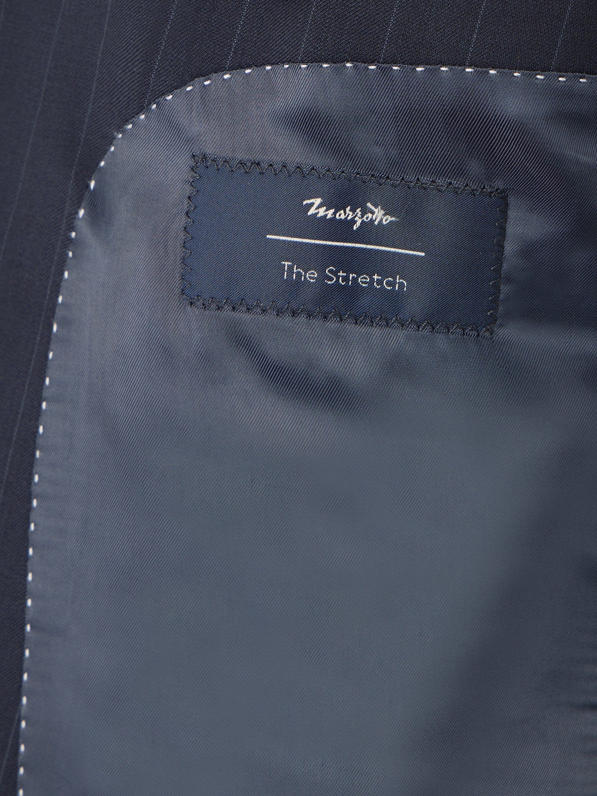 Veste de costume bleu marine à fines rayures