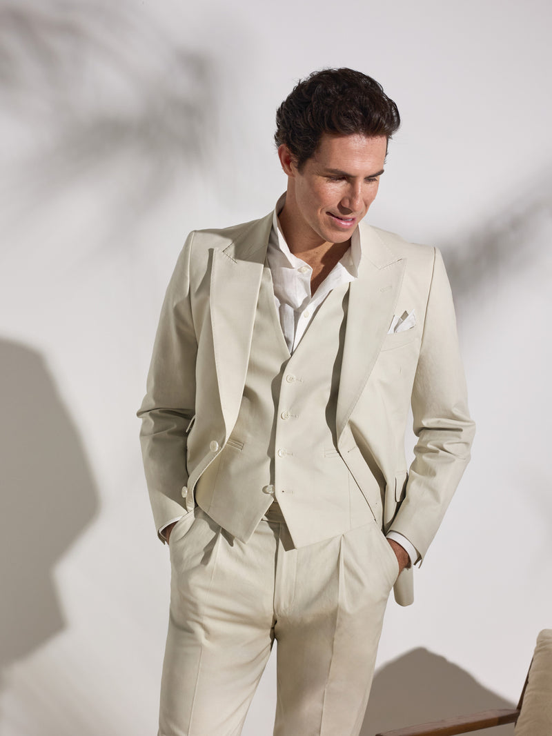 Unique stone linen suit jacket