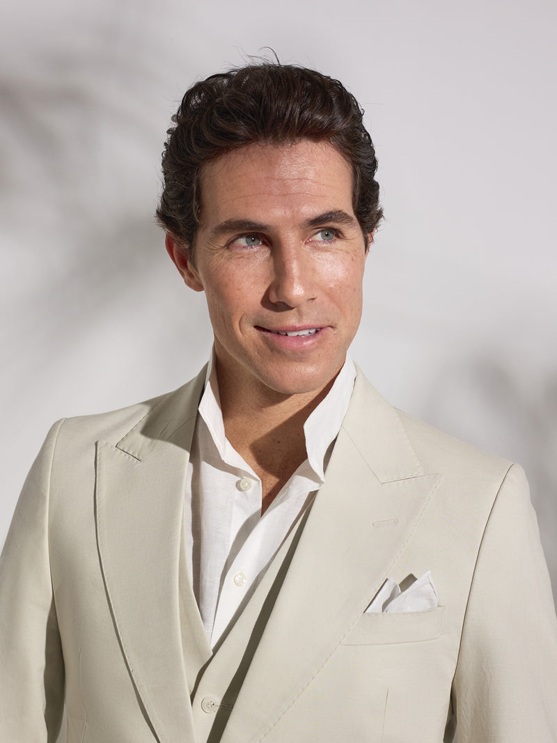 Unique stone linen suit jacket