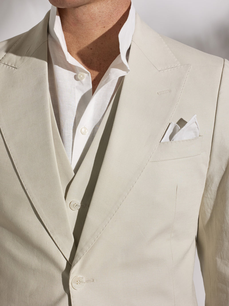 Unique stone linen suit jacket