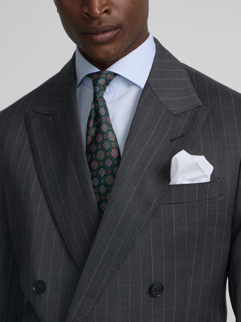 Americana traje cruzado raya diplomatica gris