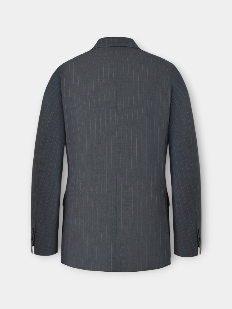 Americana traje cruzado raya diplomatica gris
