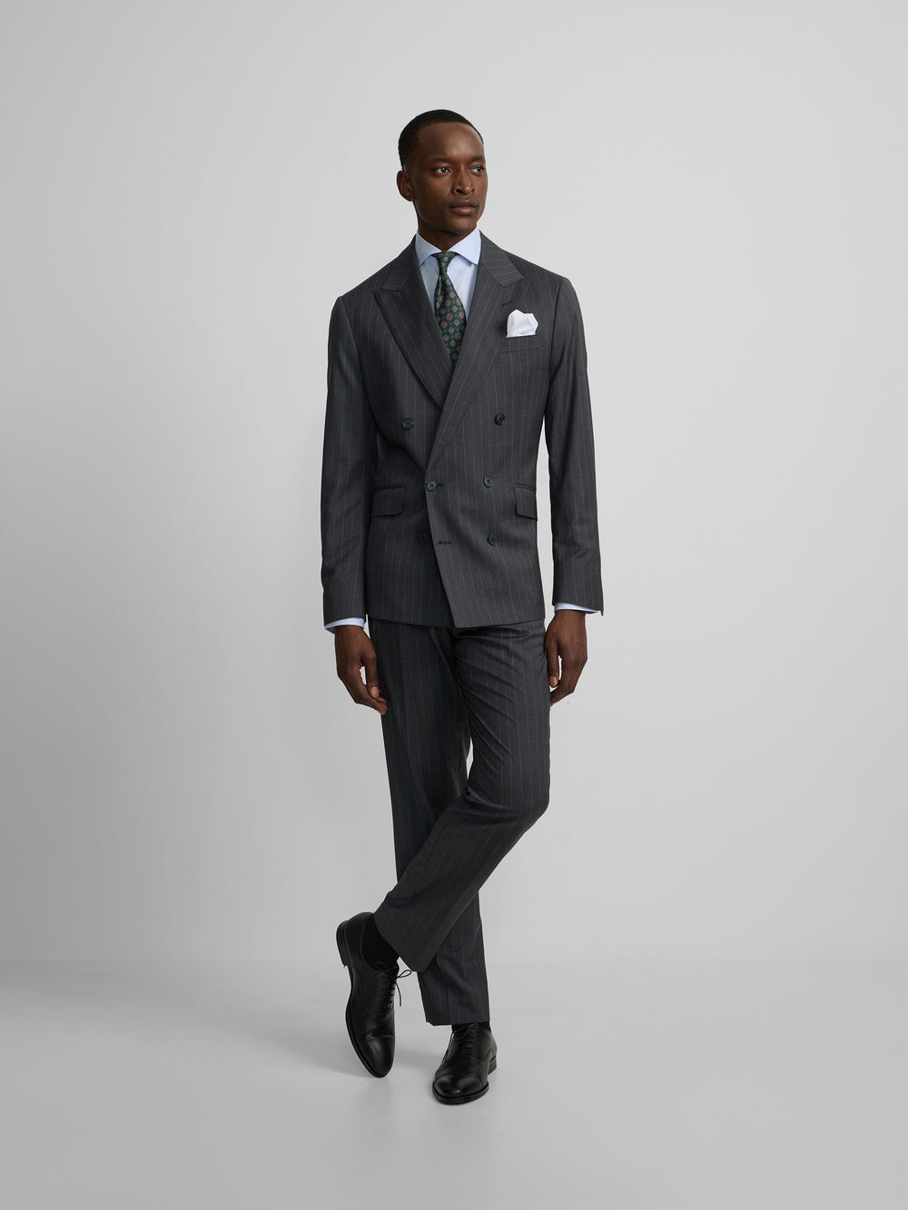 Americana traje cruzado raya diplomatica gris