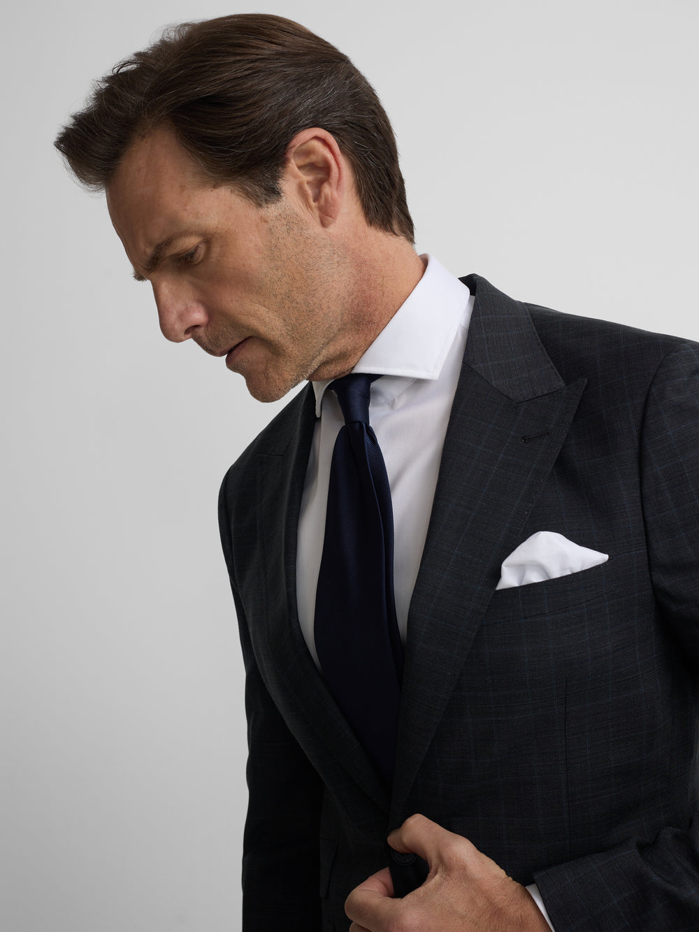 Americana traje principe de gales gris