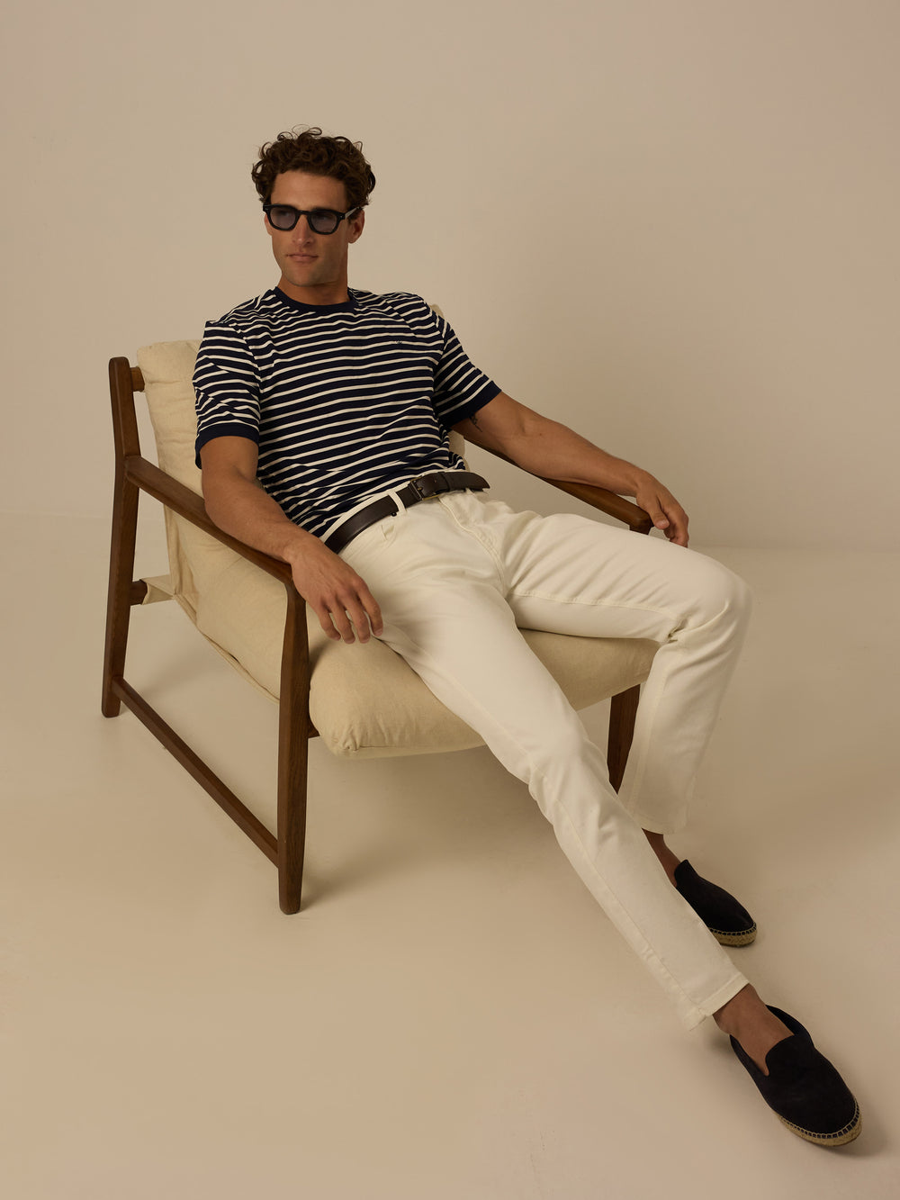 Camiseta marinera raya media azul