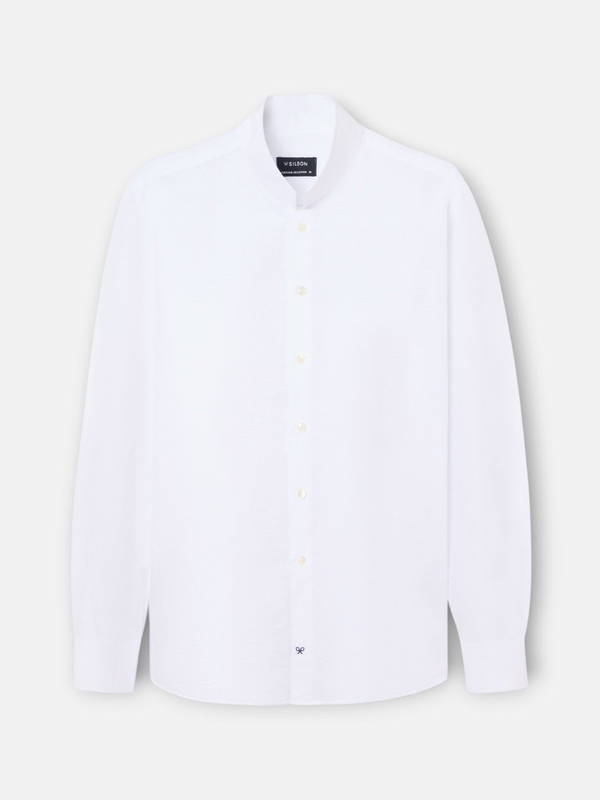 Chemise en lin unique col cheminée blanche