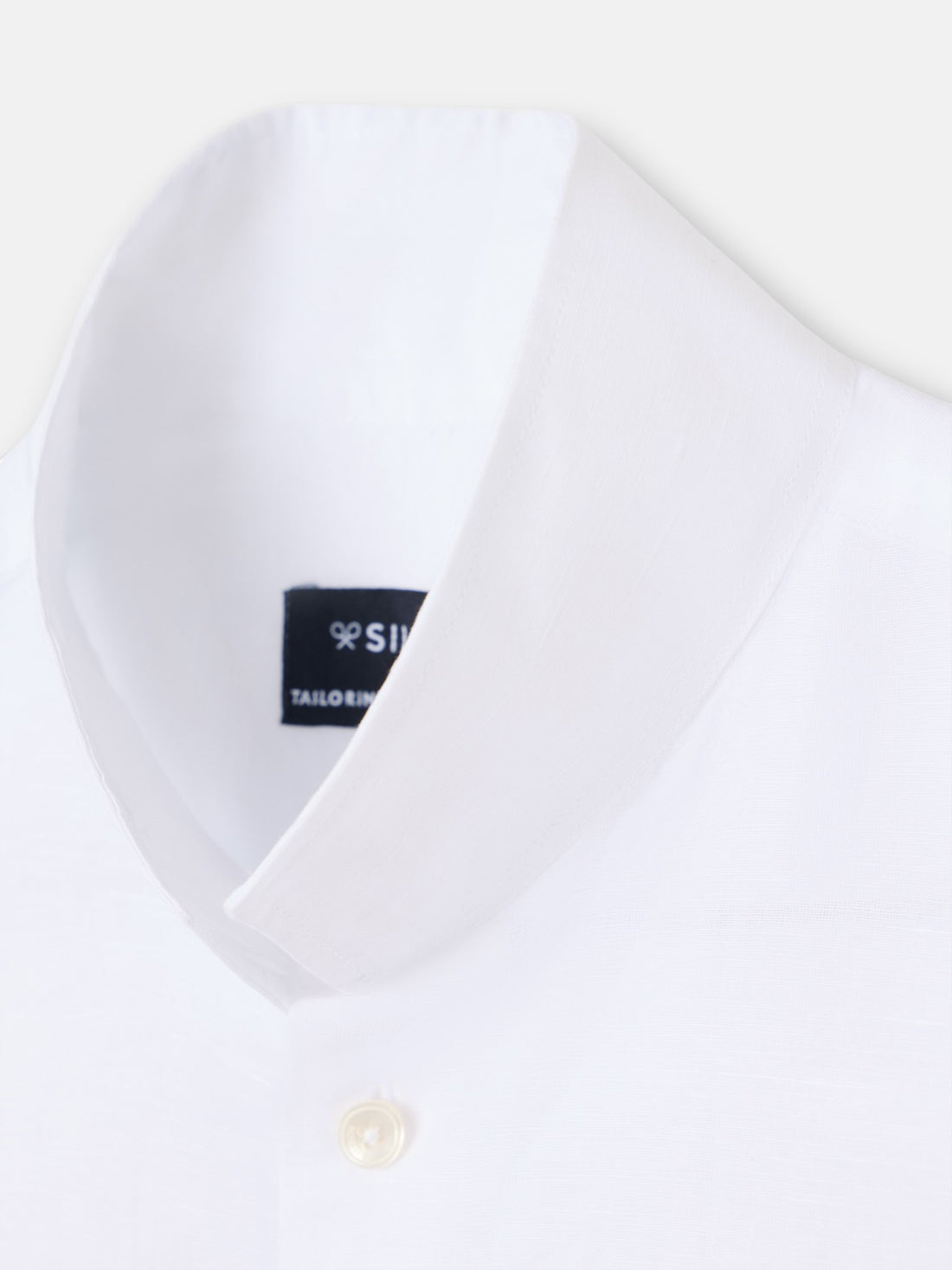 White unique linen shirt with chimney collar