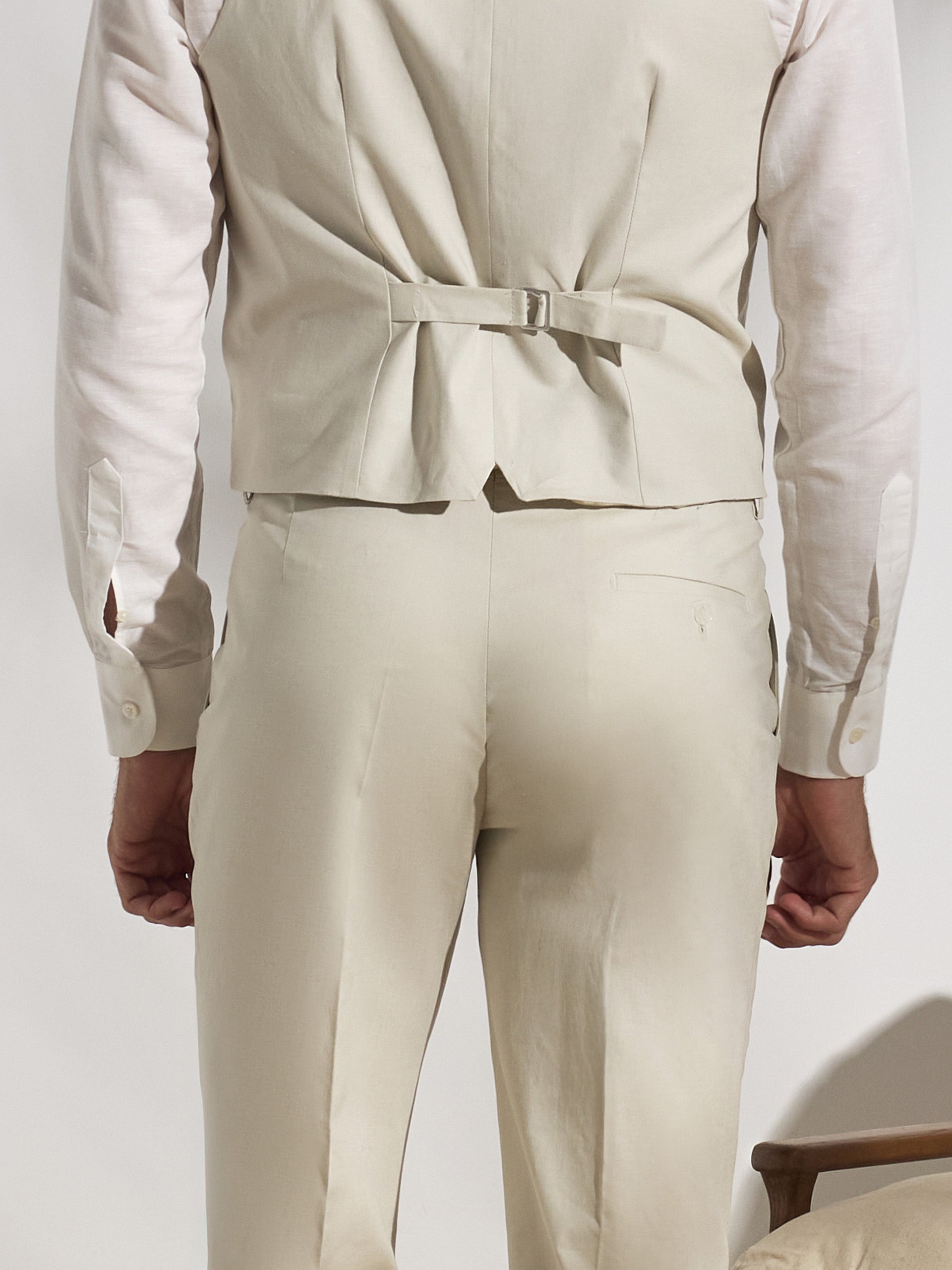 Chaleco traje unique lino piedra