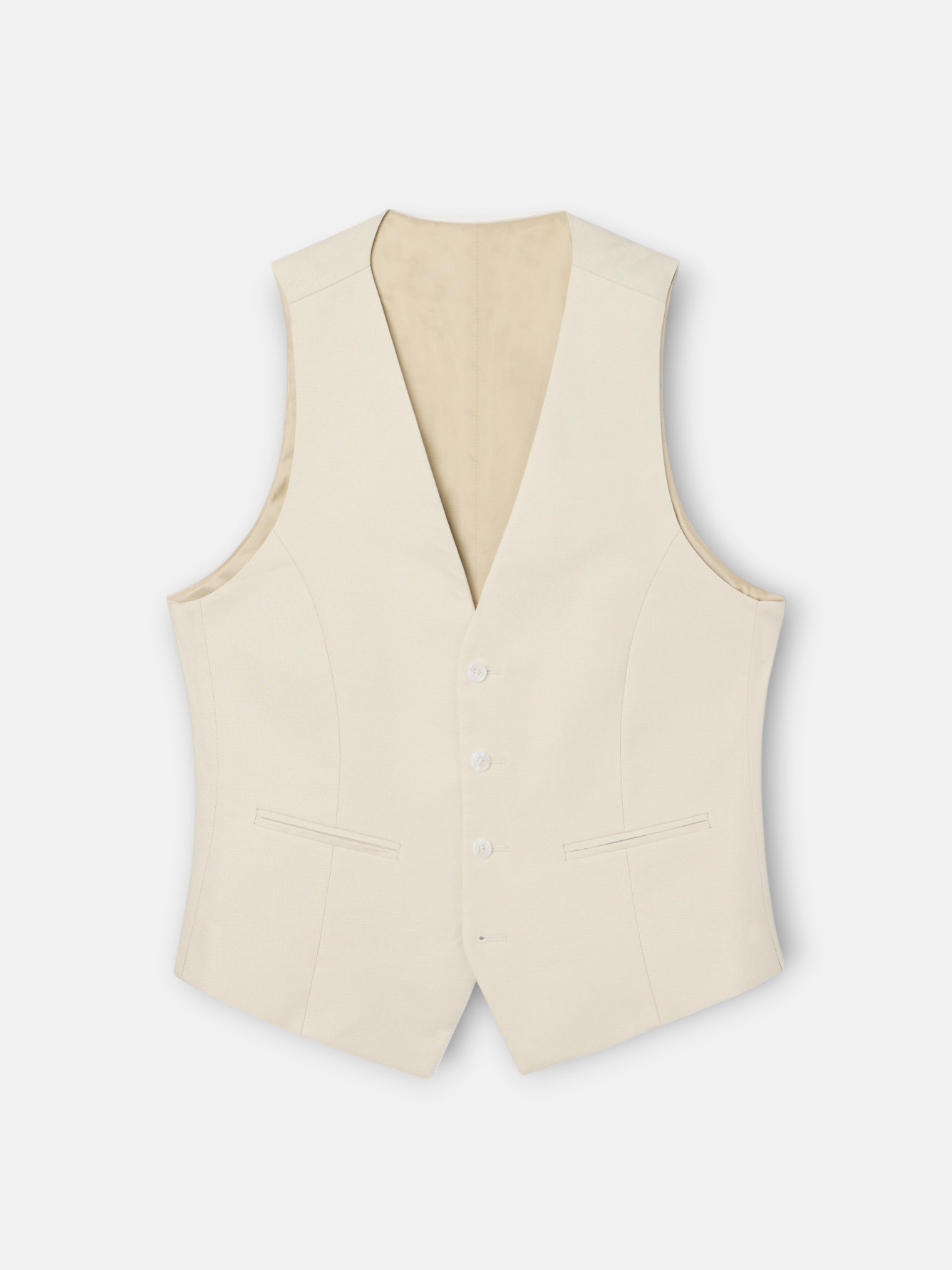 Chaleco traje unique lino piedra