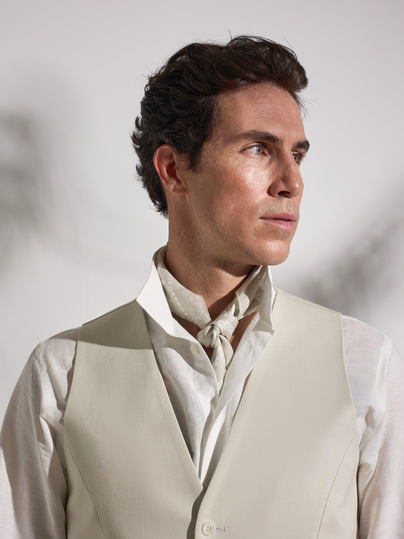 Unique stone linen suit vest