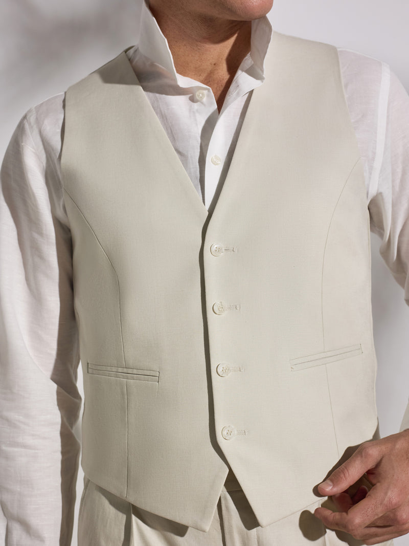 Unique stone linen suit vest