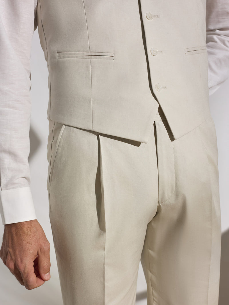 Unique stone linen suit vest
