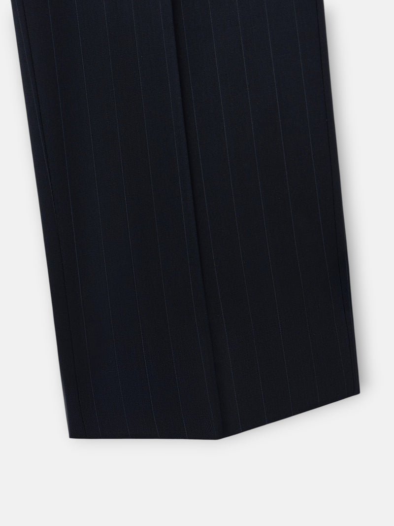 Navy blue pinstripe suit trousers