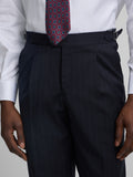 Navy blue pinstripe suit trousers