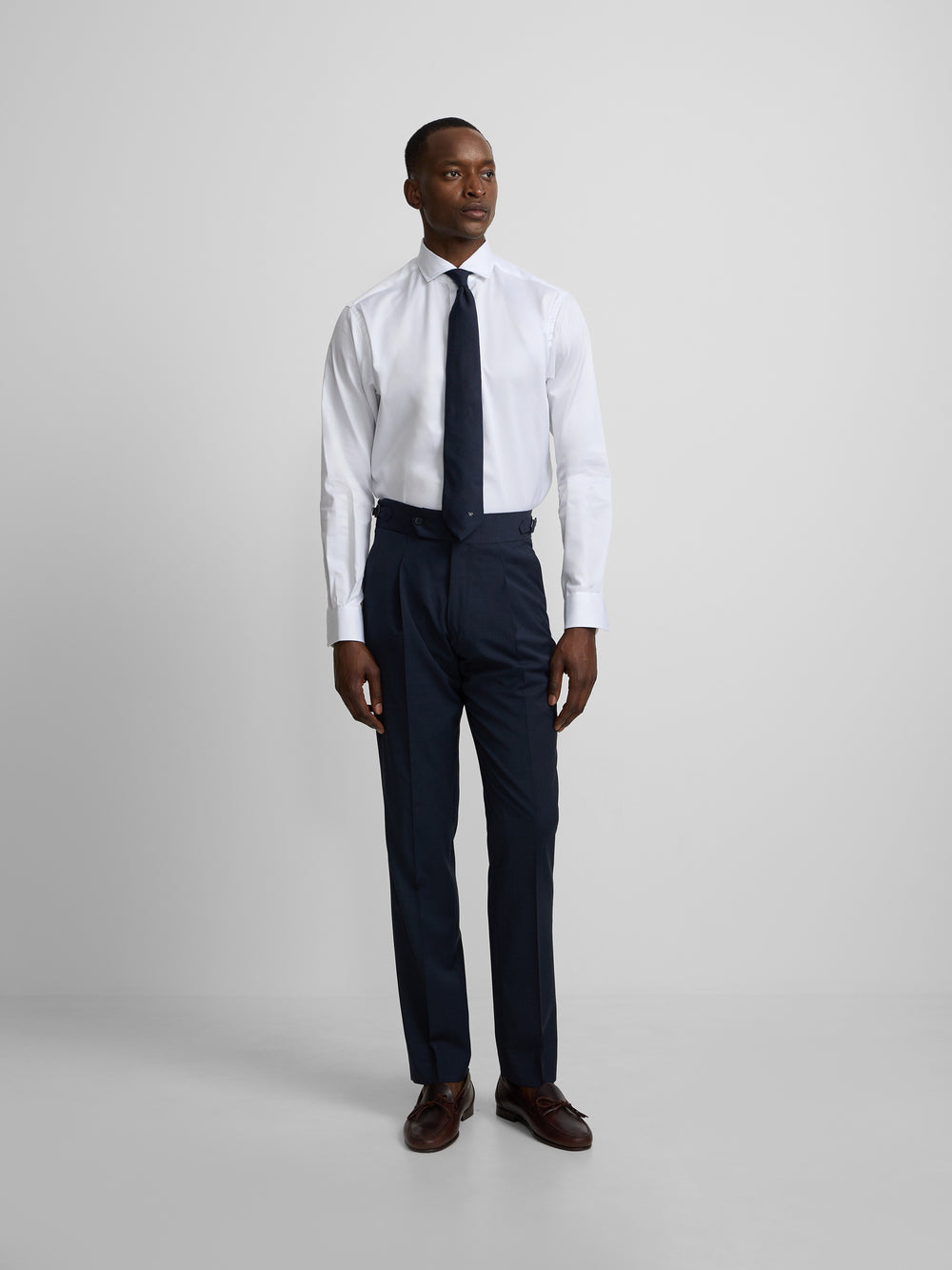 Pantalón vestir pinzas azul medio