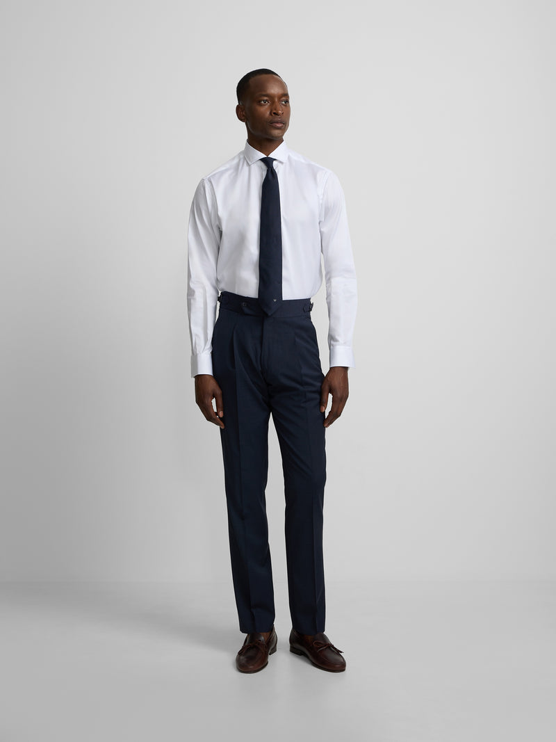 Pantalón vestir pinzas azul medio