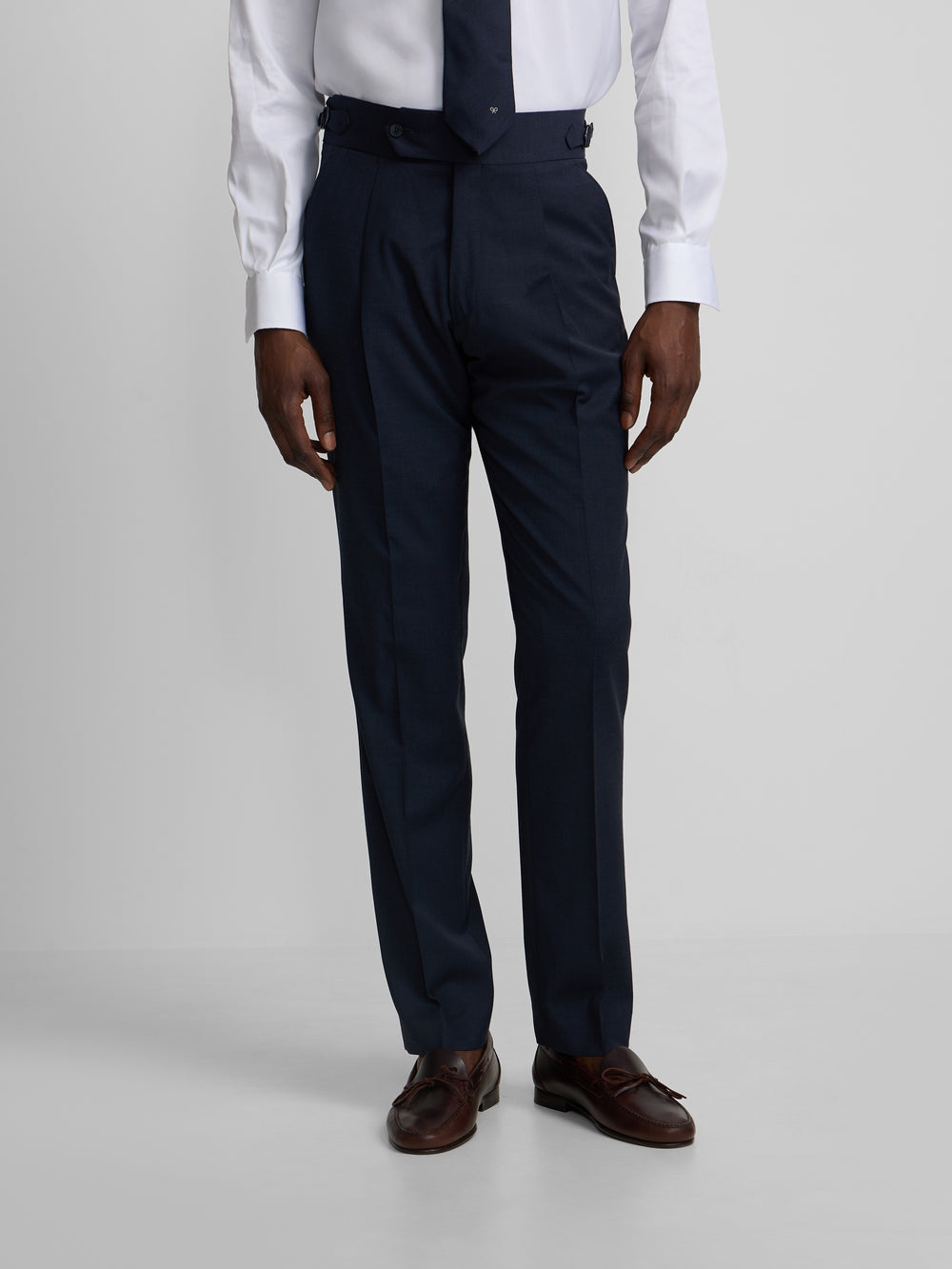 Pantalón vestir pinzas azul medio