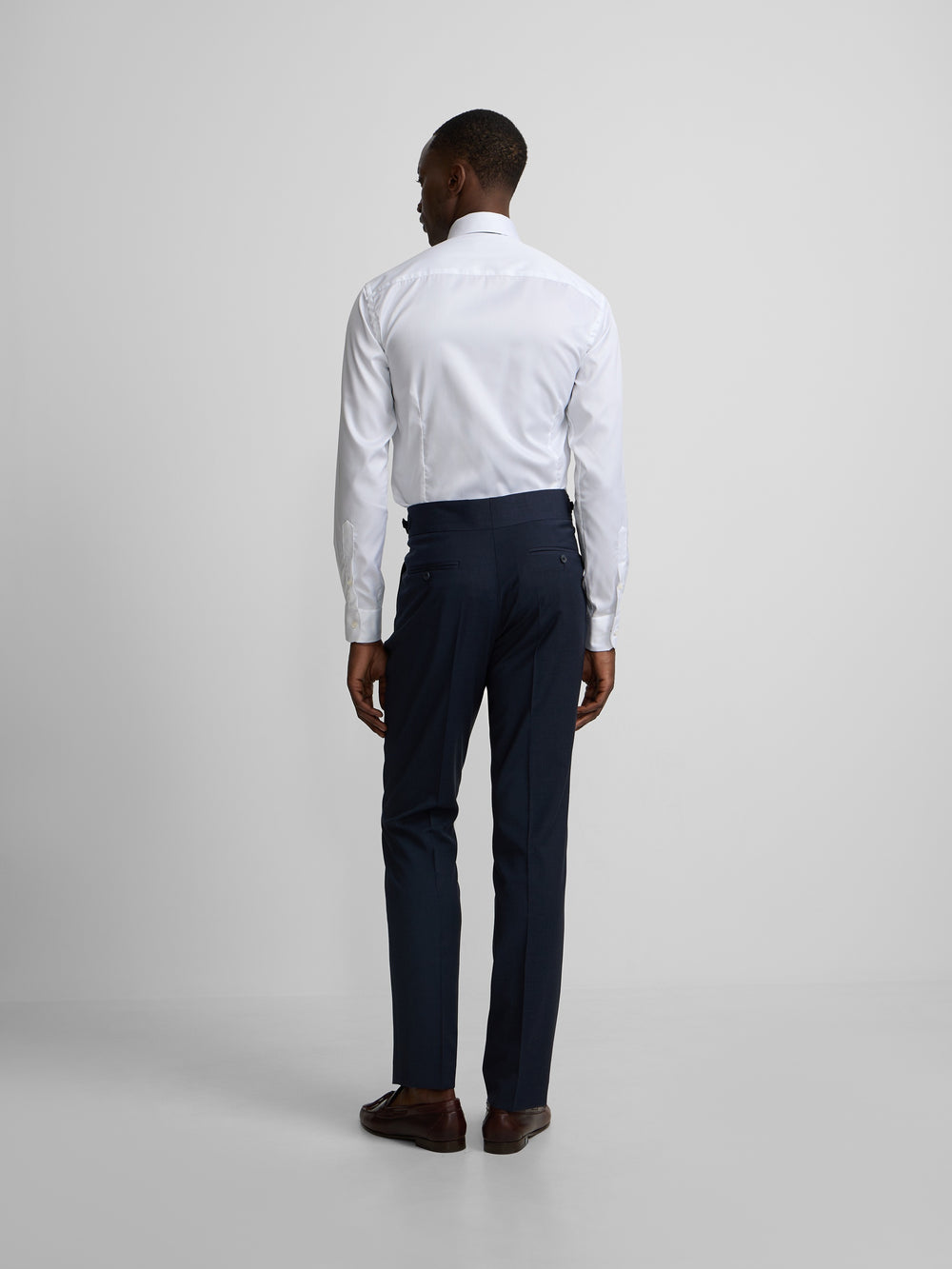 Pantalón vestir pinzas azul medio