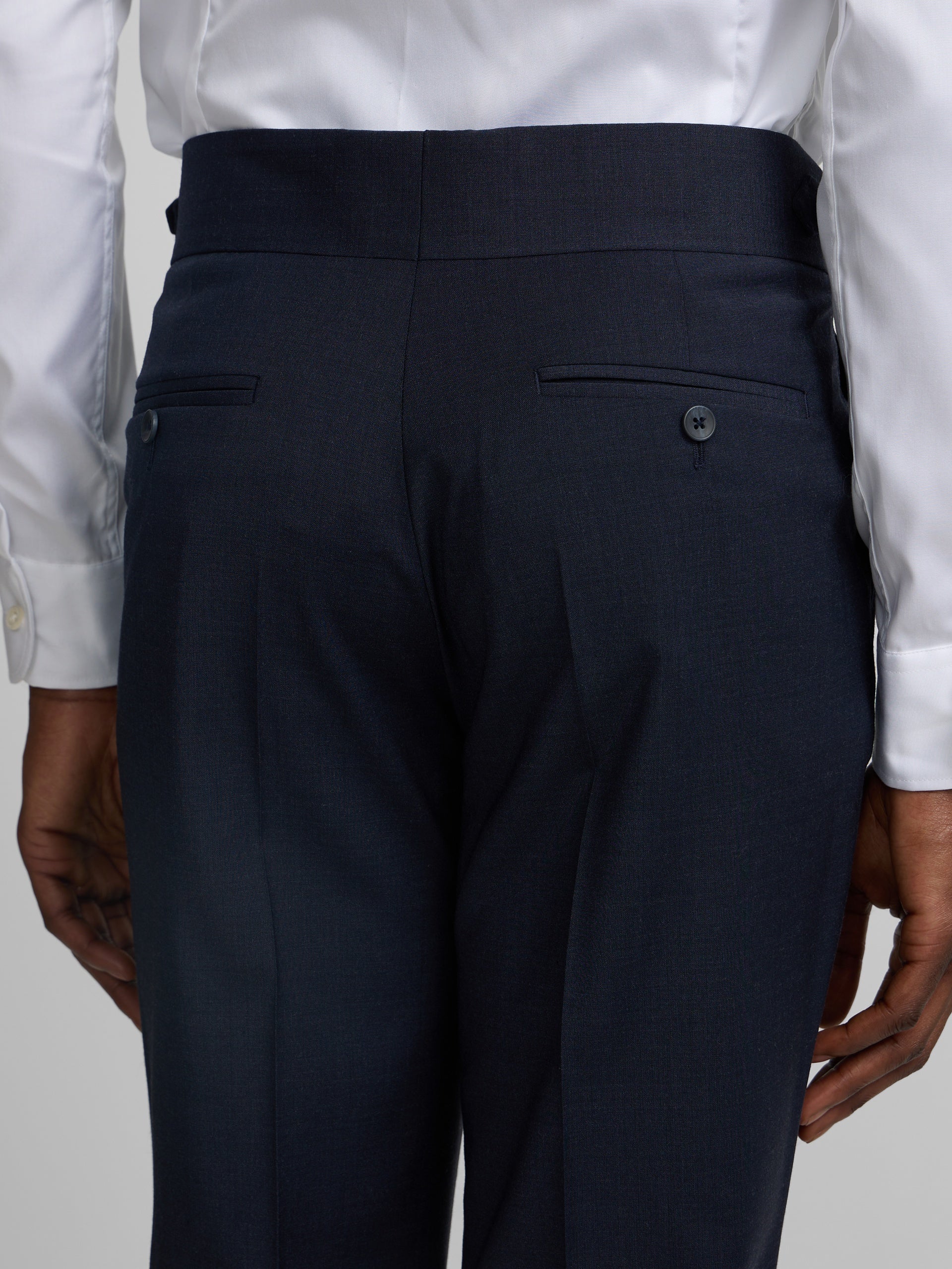 Medium blue pleated dress trousers