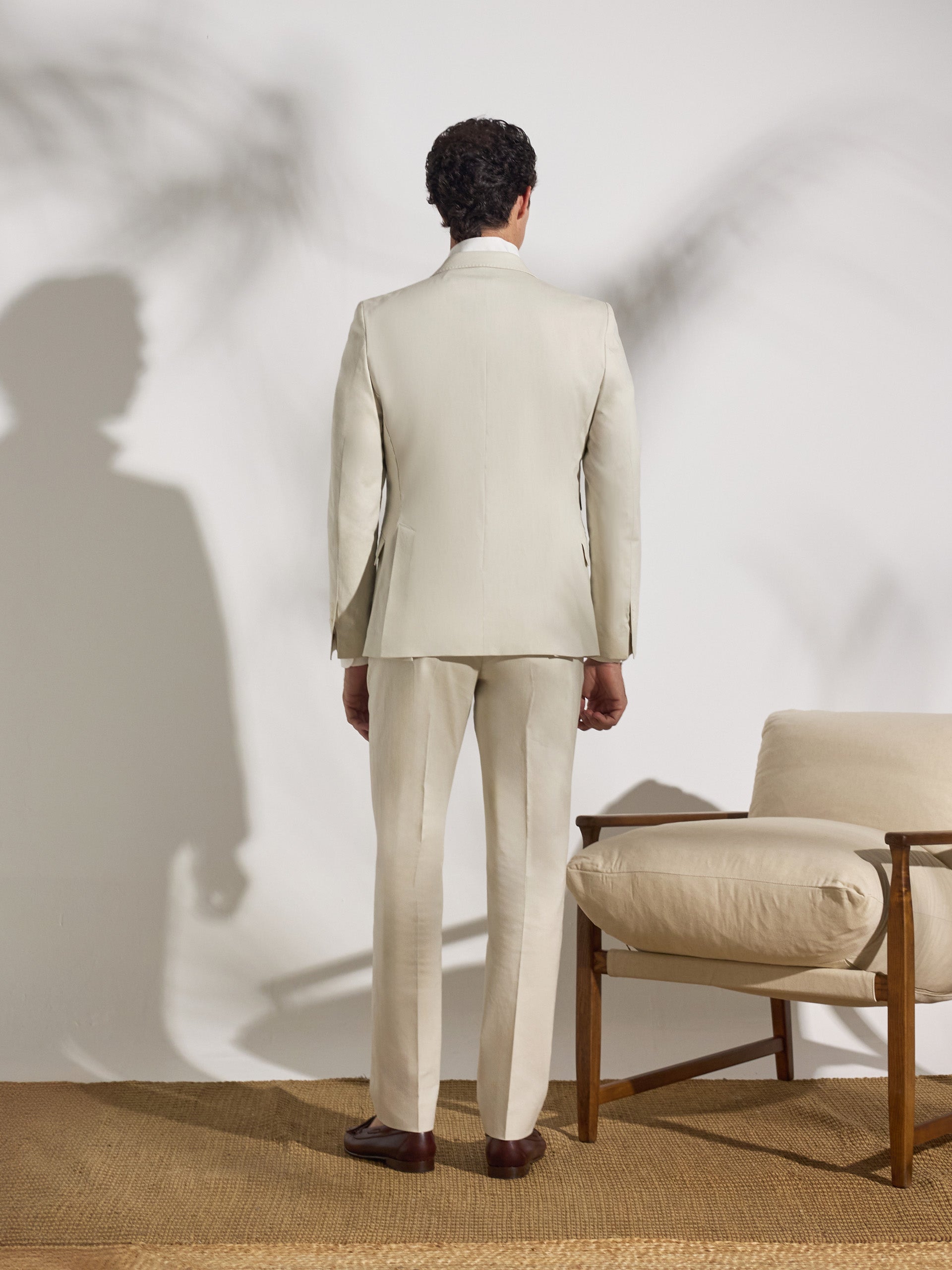 Pantalon de costume en lin unique couleur pierre