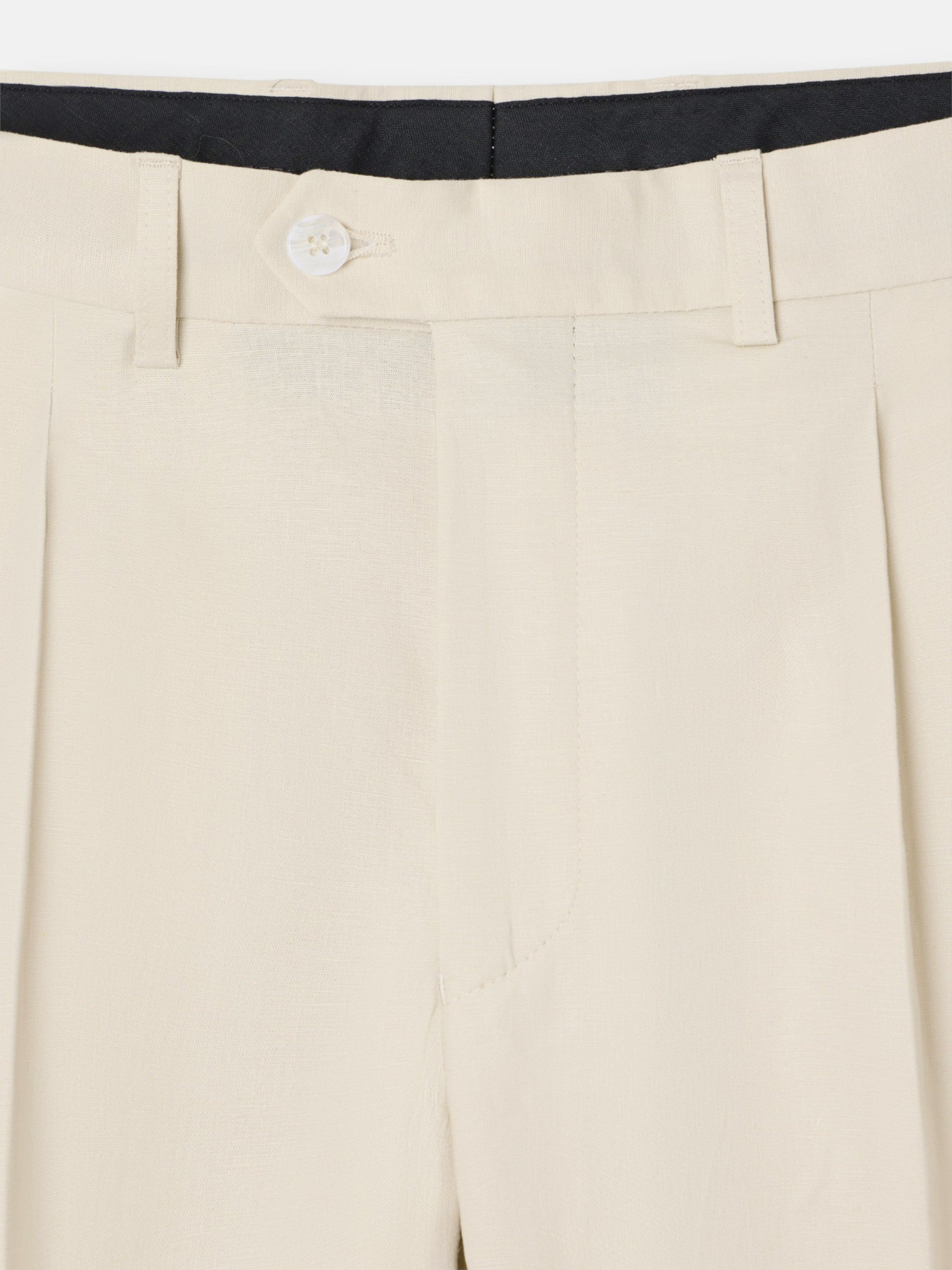 Pantalon de costume en lin unique couleur pierre