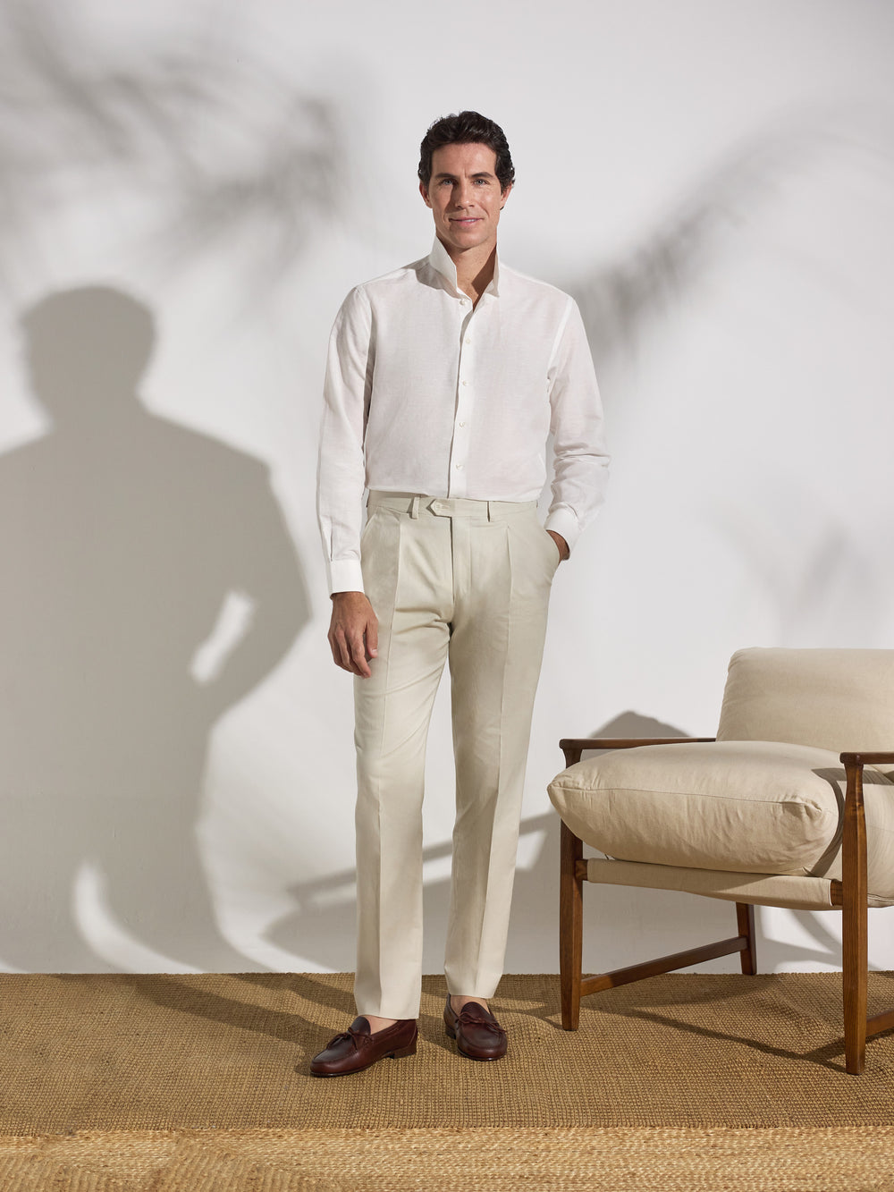 Pantalon traje unique lino piedra