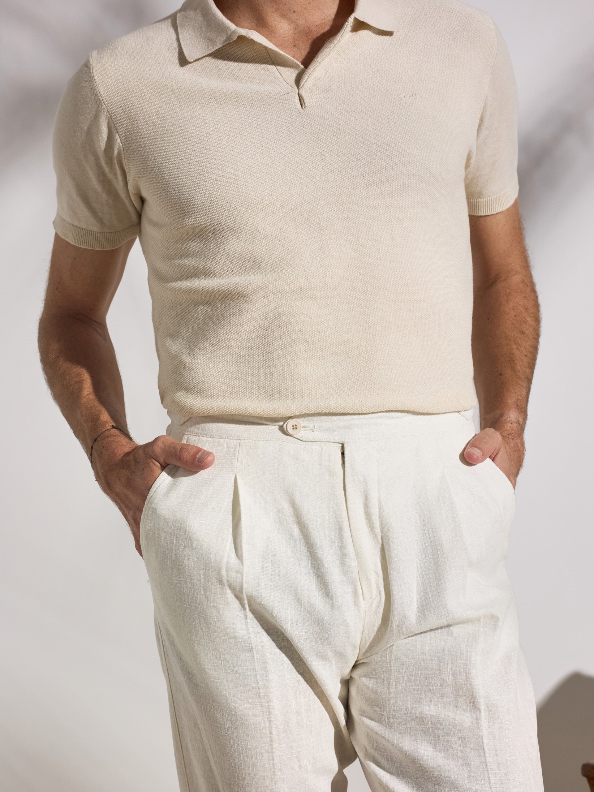 Unique pleated beige dress pants