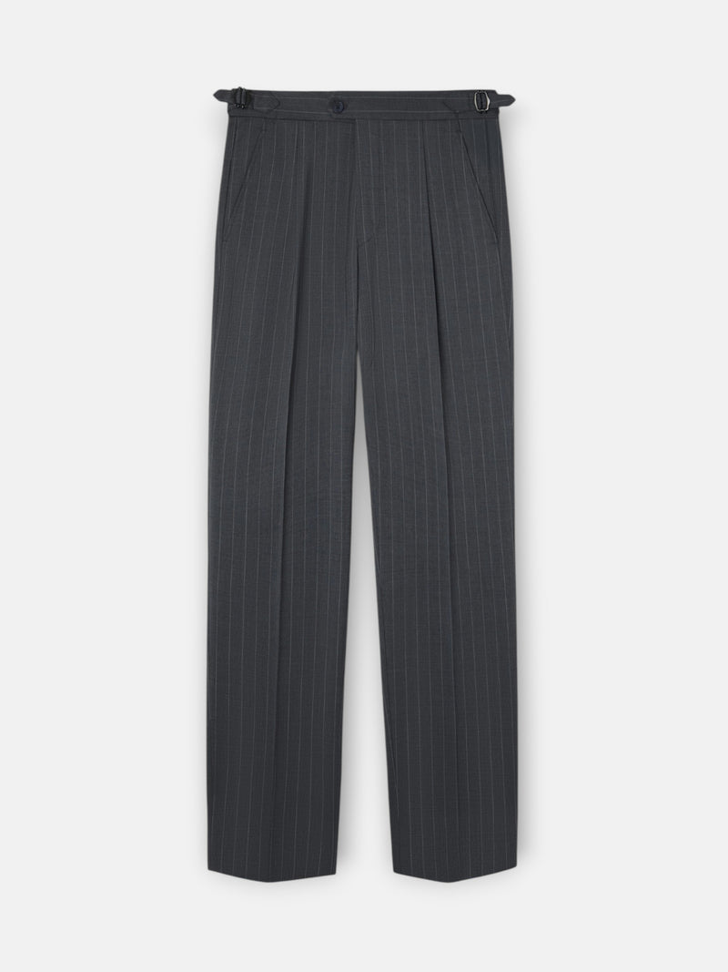 Pantalon traje cruzado raya diplomatica gris