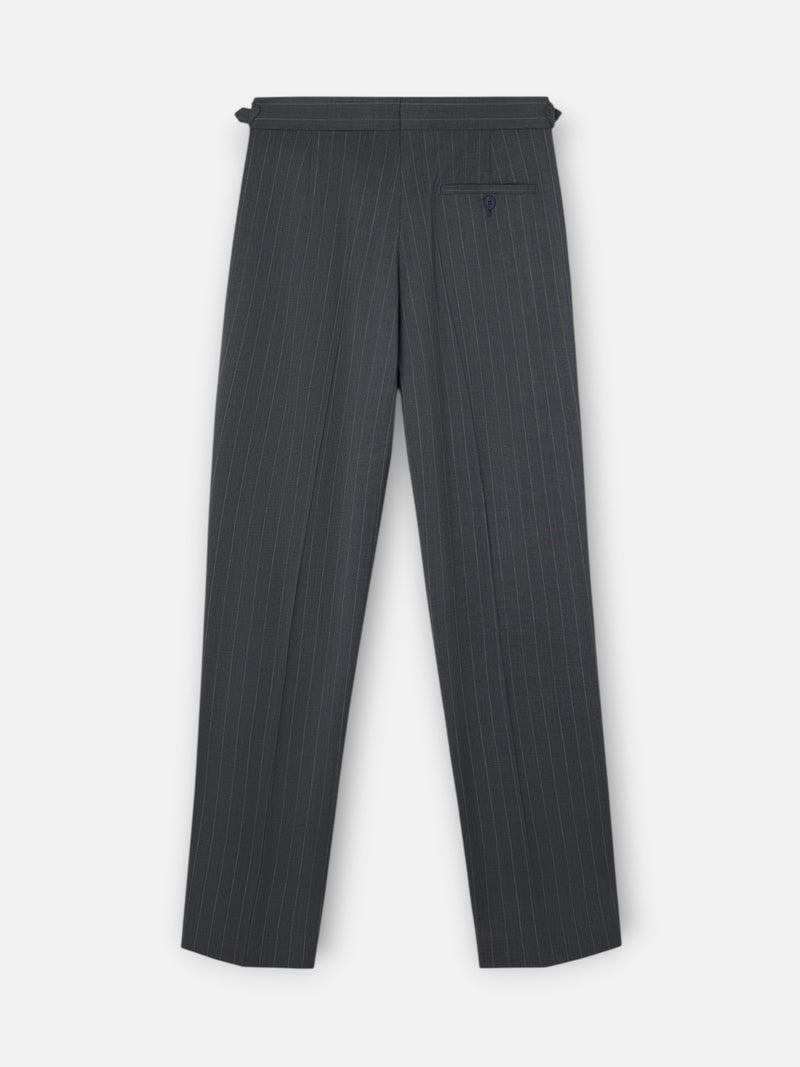 Pantalon traje cruzado raya diplomatica gris