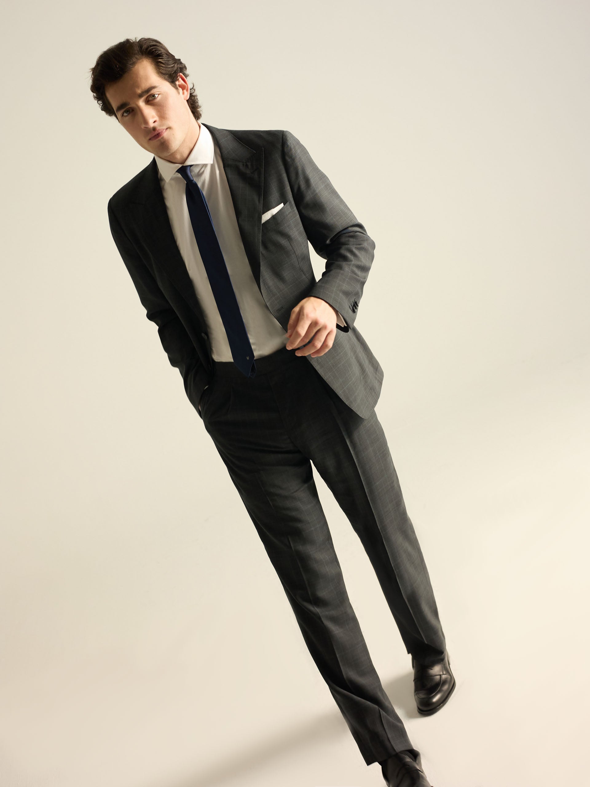 Gray prince of wales suit pants