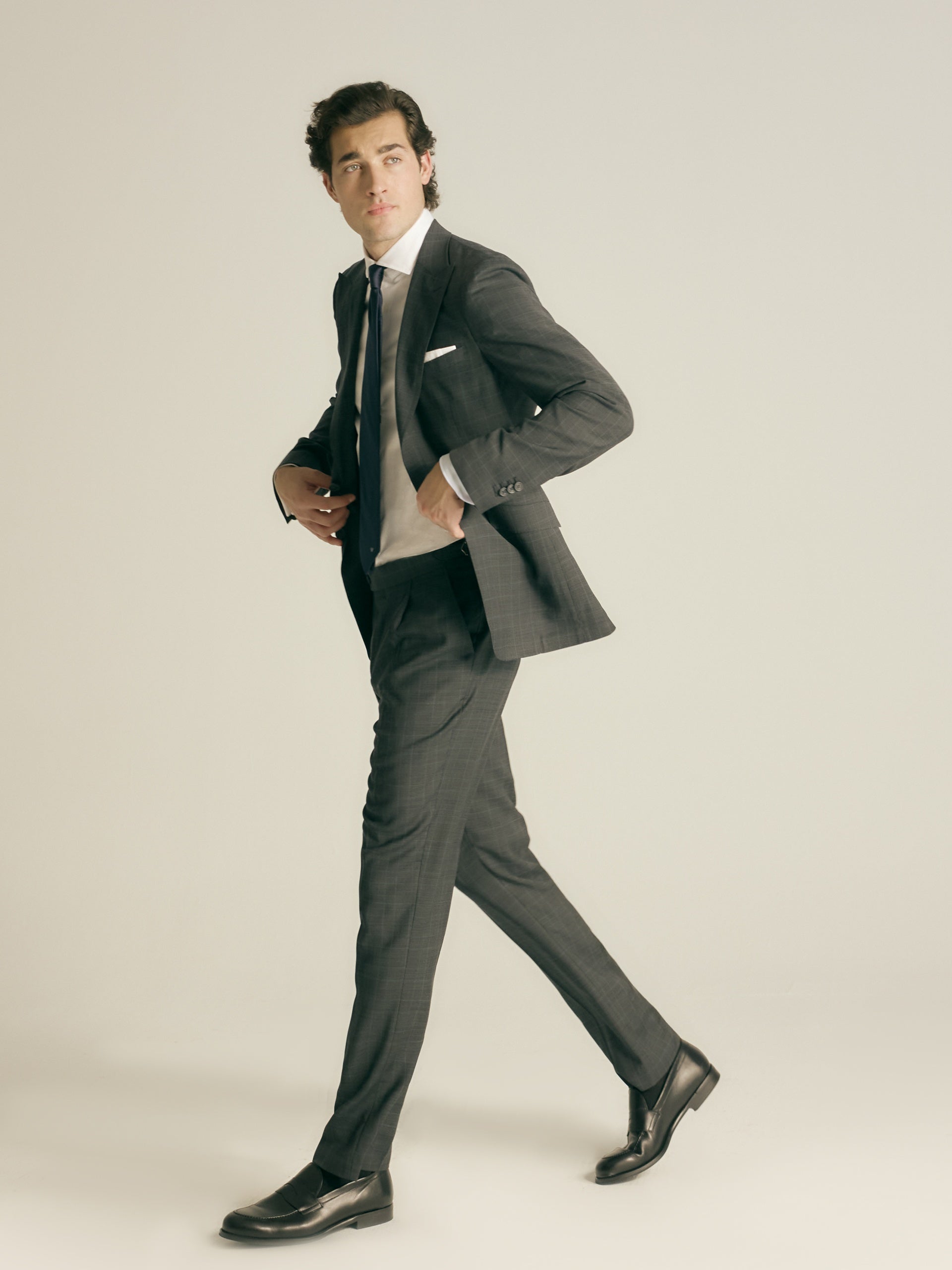 Pantalon de costume prince de galles gris