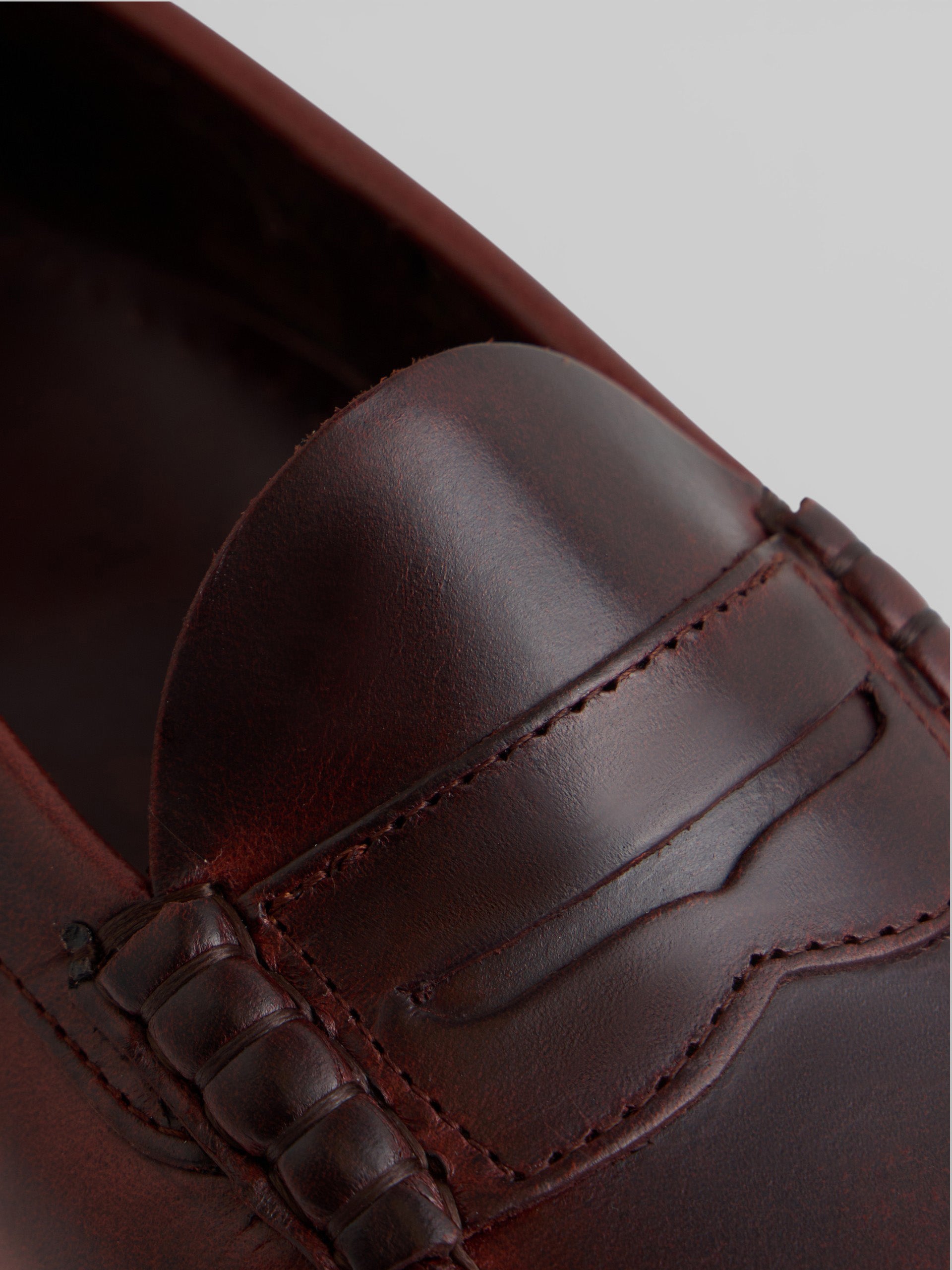 Premium brown leather penny moccasin shoe