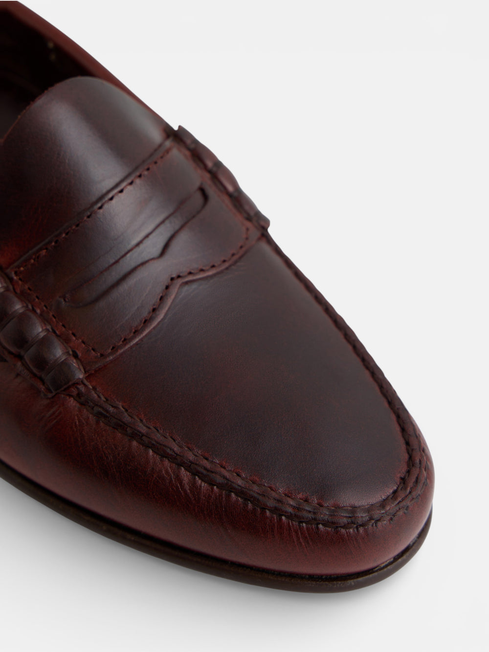 Premium brown leather penny moccasin shoe
