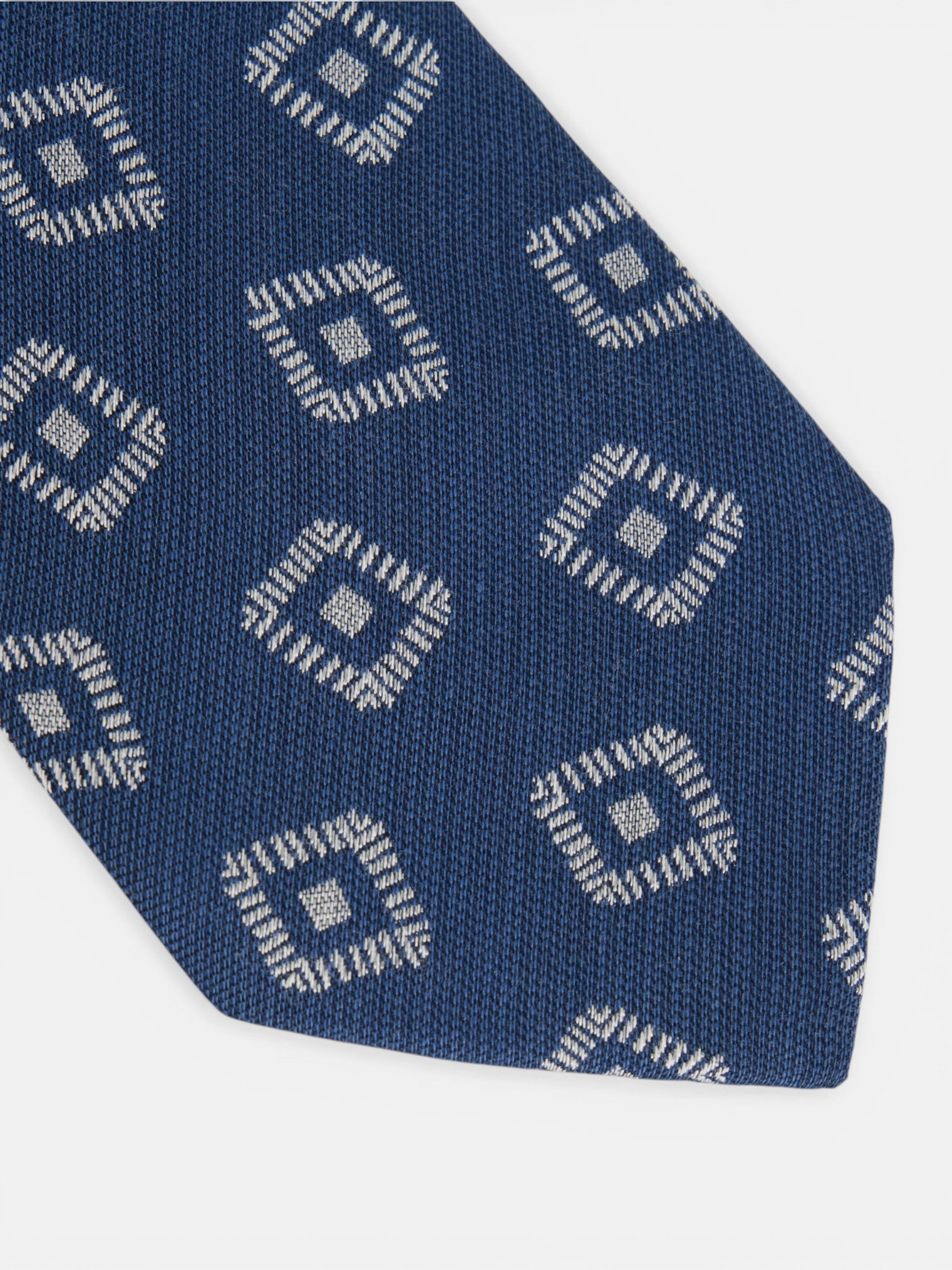 Cravate motif jacquard bleu marine