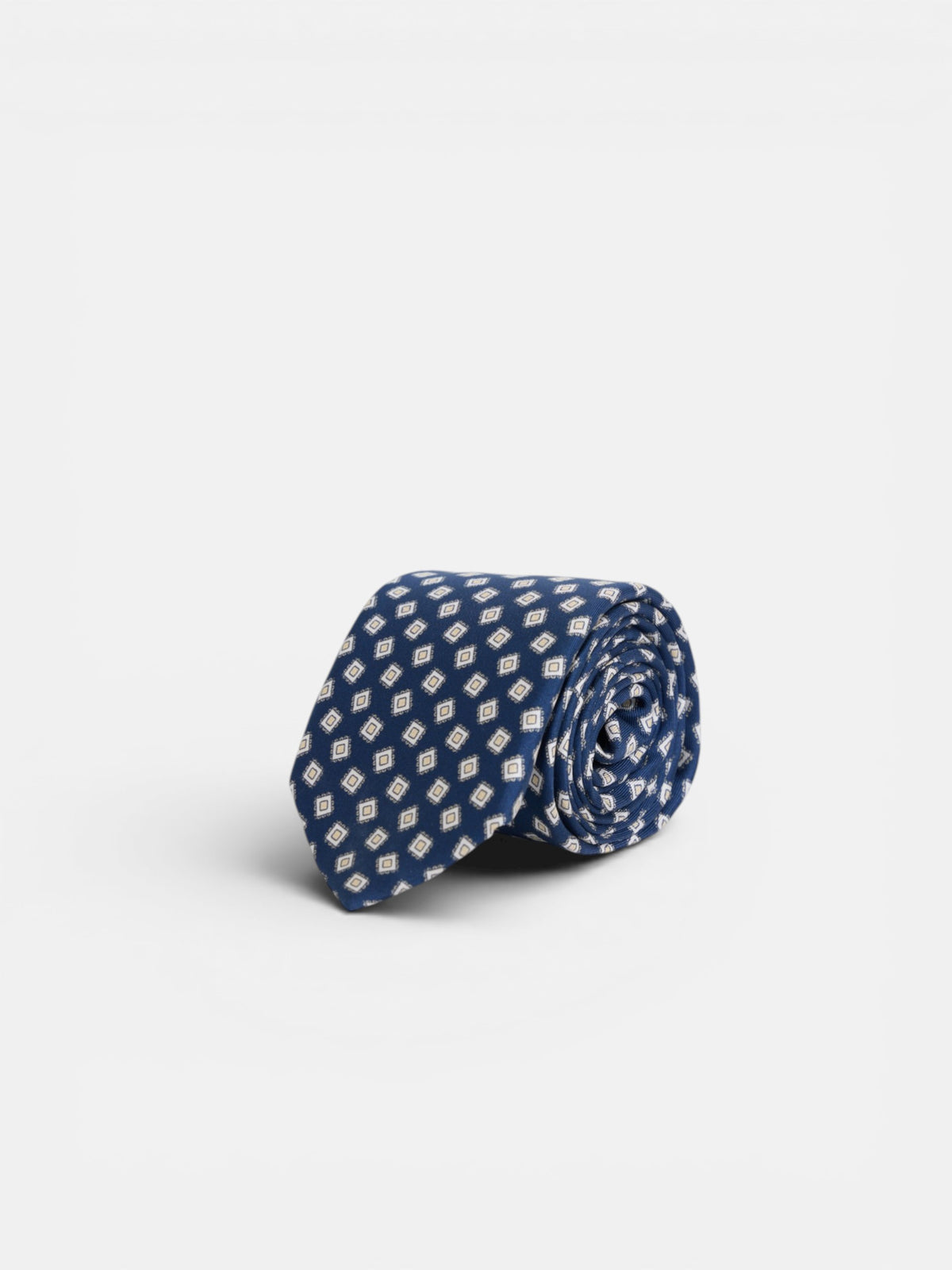 Corbata motivo cuadro irregular azul marino