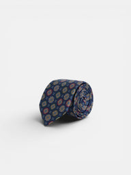 Navy blue geometric squares tie