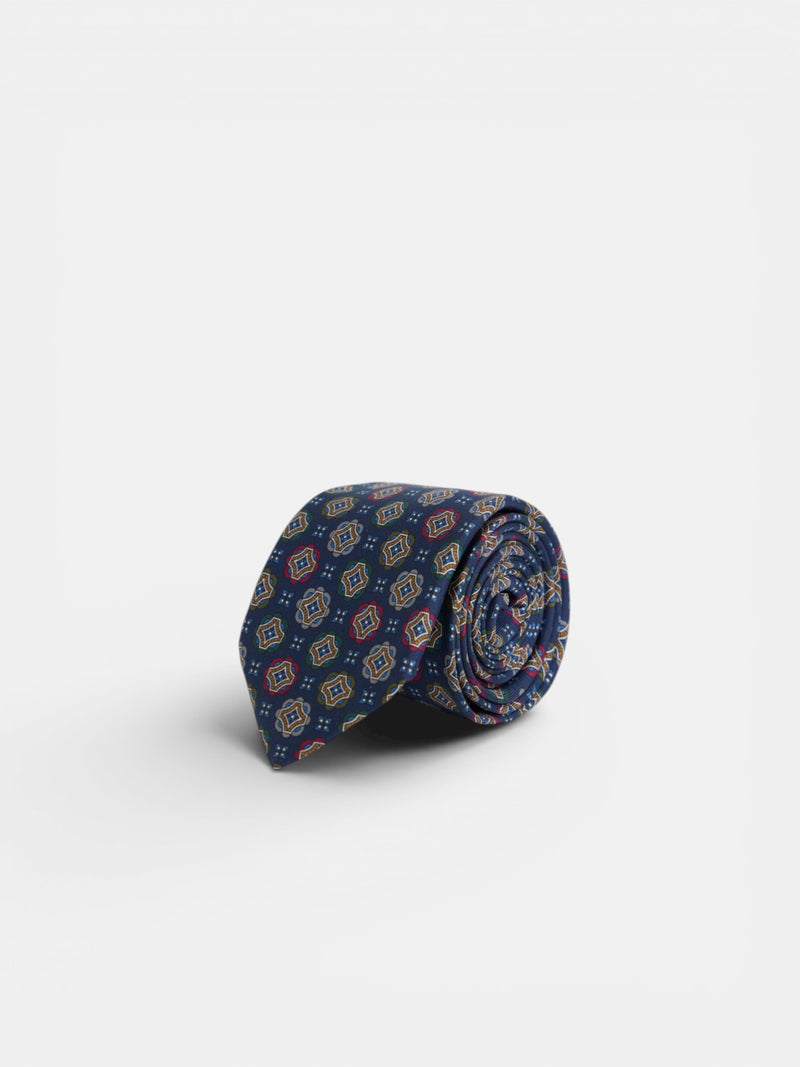 Corbata cuadrados geometricos azul marino