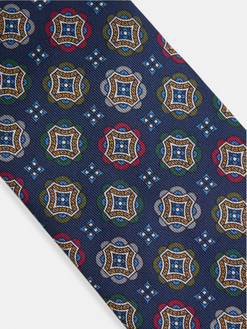 Corbata cuadrados geometricos azul marino