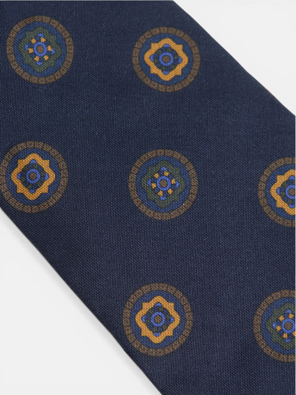 Corbata circulos geometricos colores azul marino