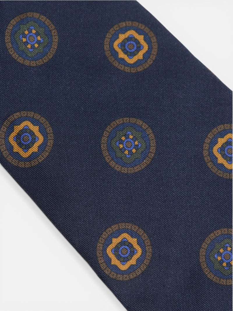 Navy blue geometric circles tie