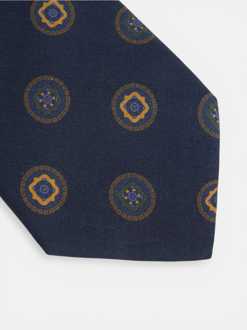Navy blue geometric circles tie