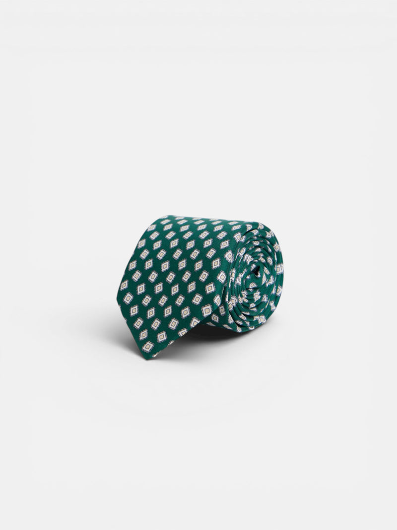 Green irregular check pattern tie