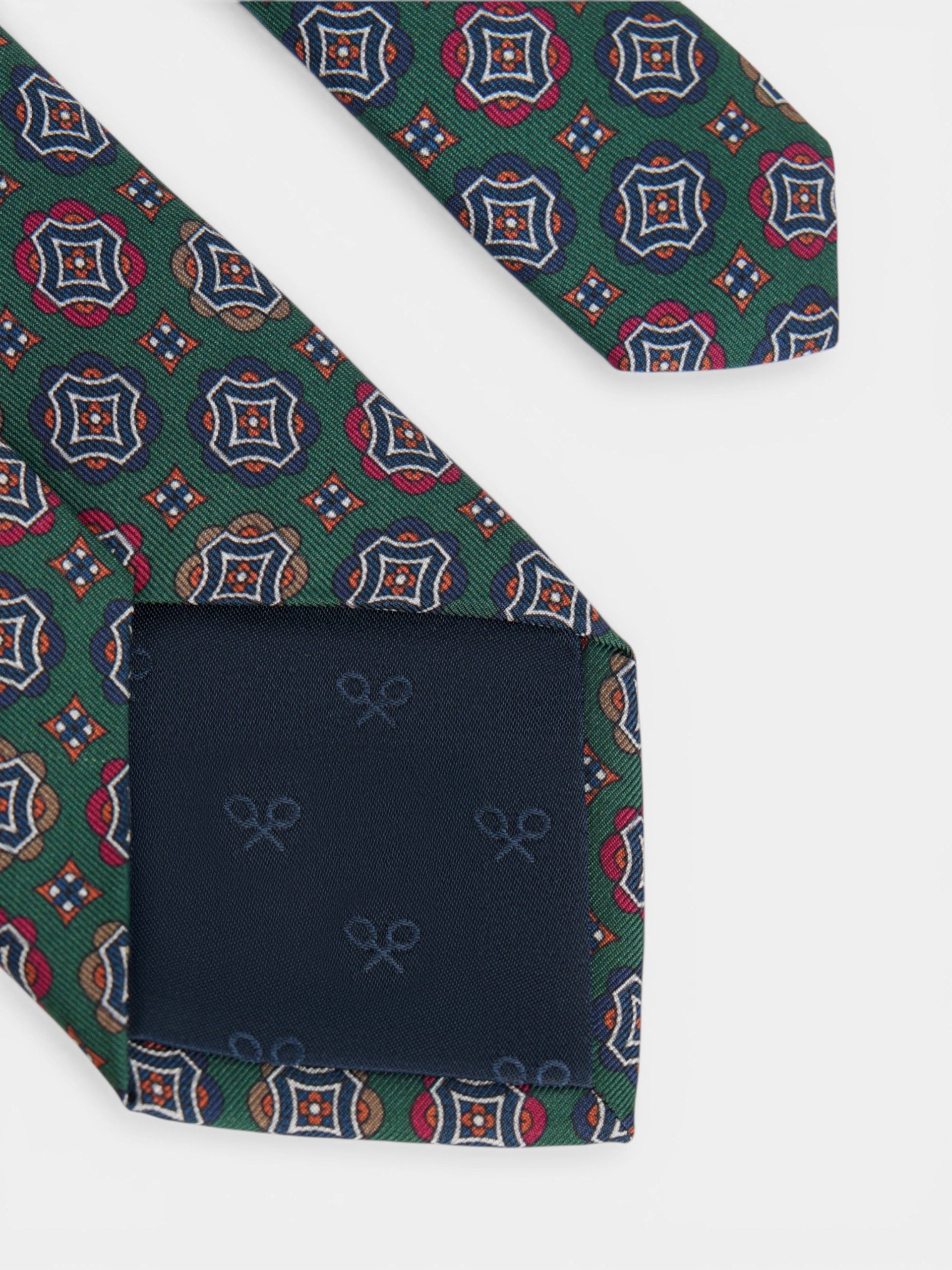 Cravate à motifs géométriques carrés verts