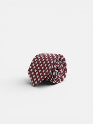 Irregular check pattern burgundy tie