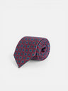 Burgundy geometric tie with mini figures