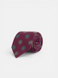 Burgundy geometric circles tie