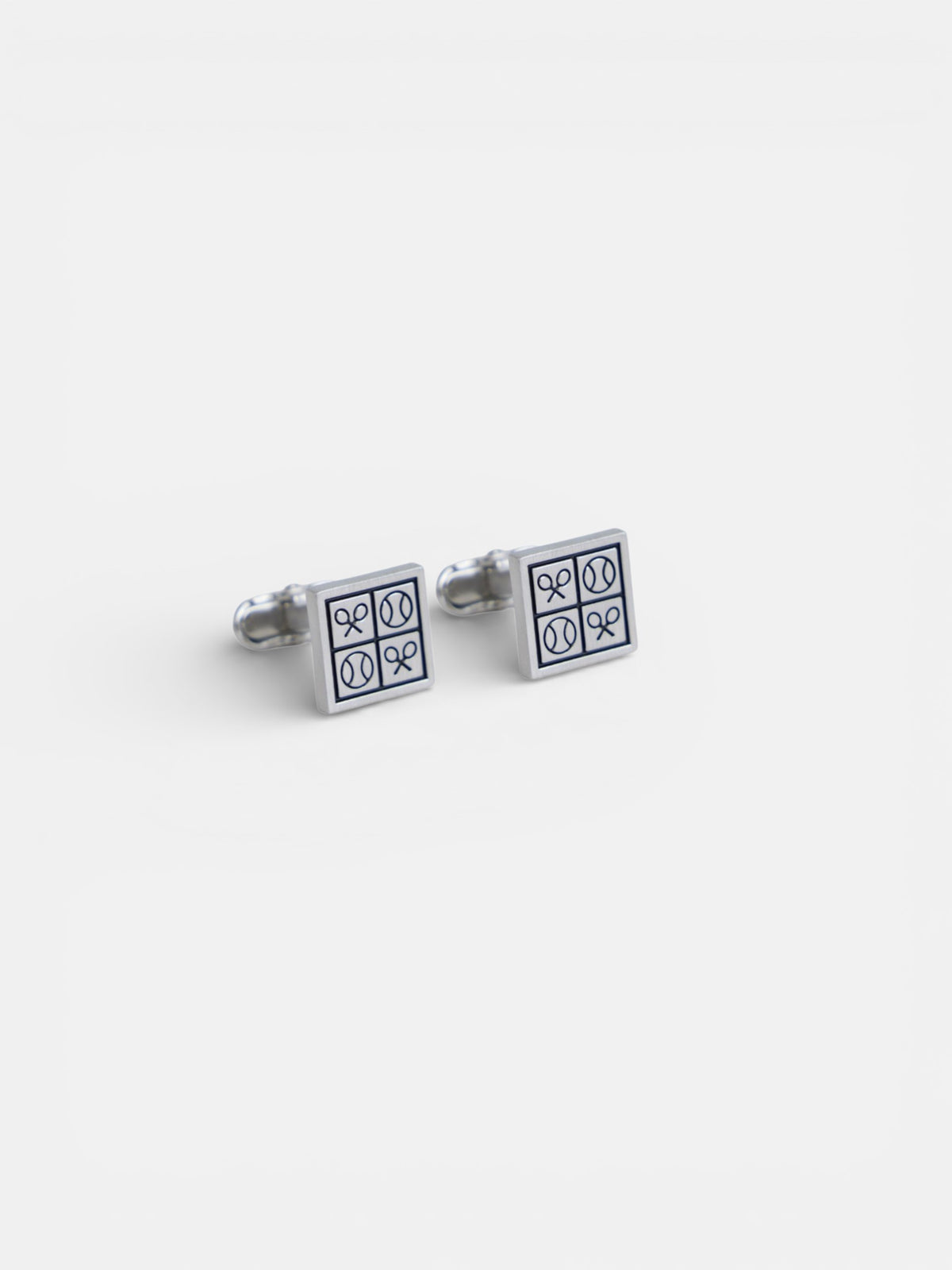 Square cufflink match aged silver