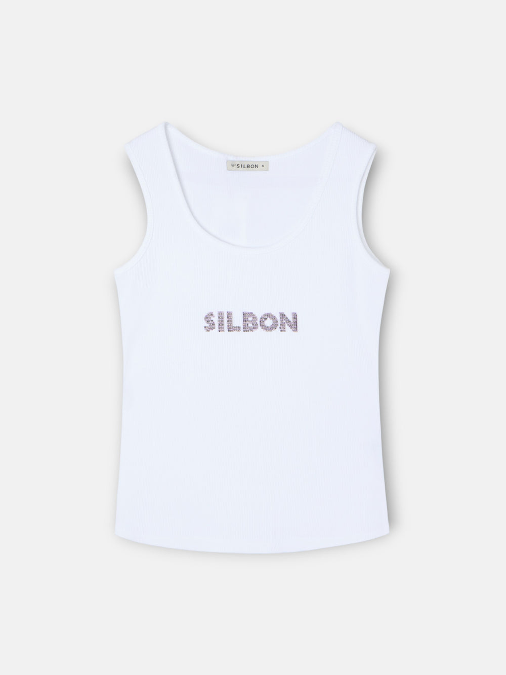 Silbon women's tank top with white appliqués