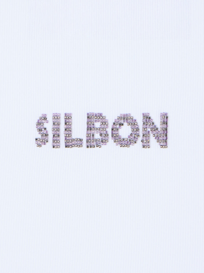 Camiseta woman tank silbon apliques blanca